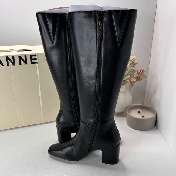 Anne Klein Taesa Square Toe Knee High Boots Block Heel Black Womens 6M NWB - Picture 4 of 11
